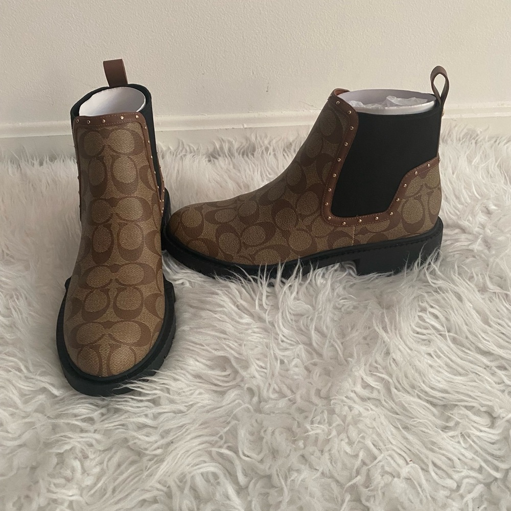 Coach Brown Patterned Ankle Boots
